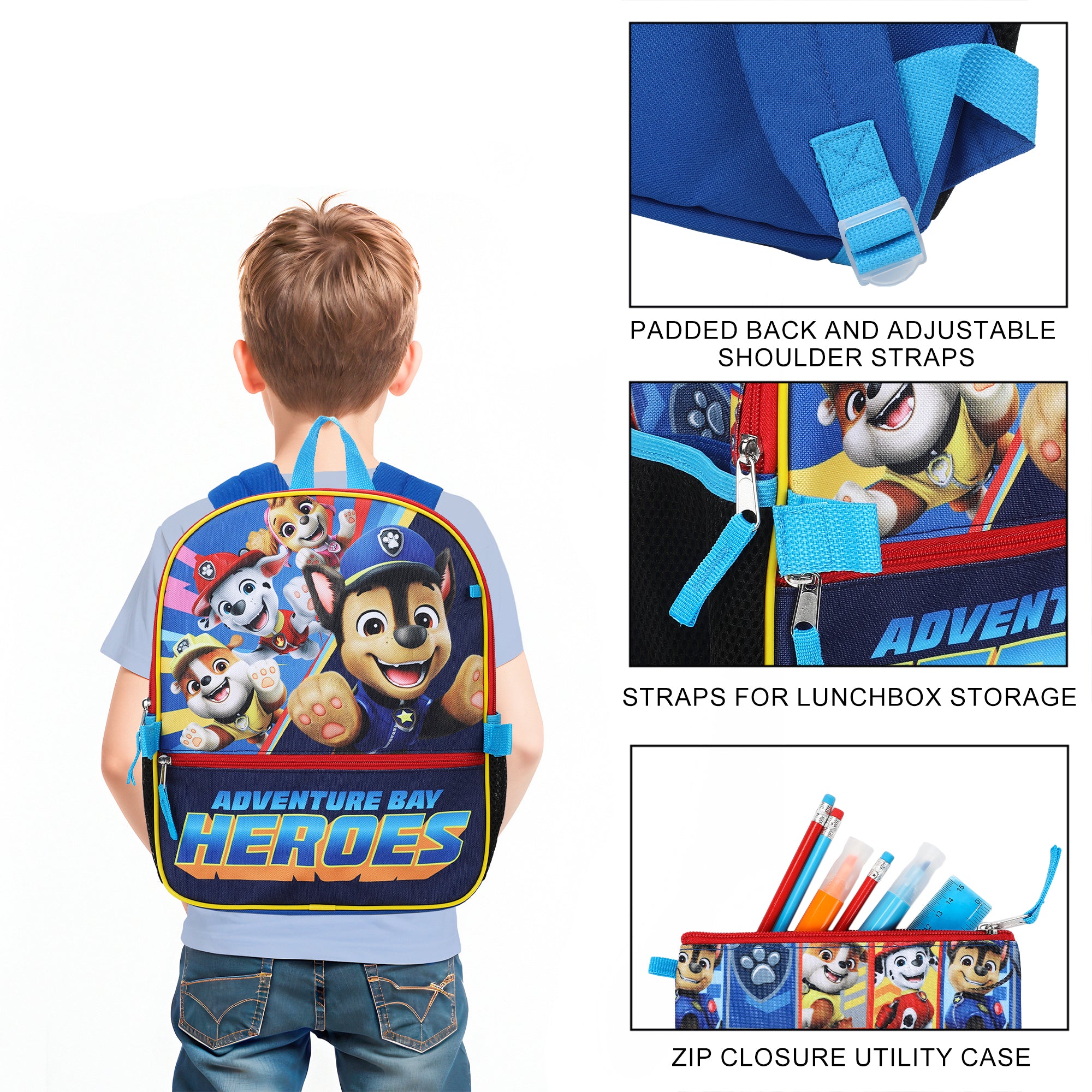 Paw Patrol 5-Piece 14" Backpack And Lunch Set For School & Travel
