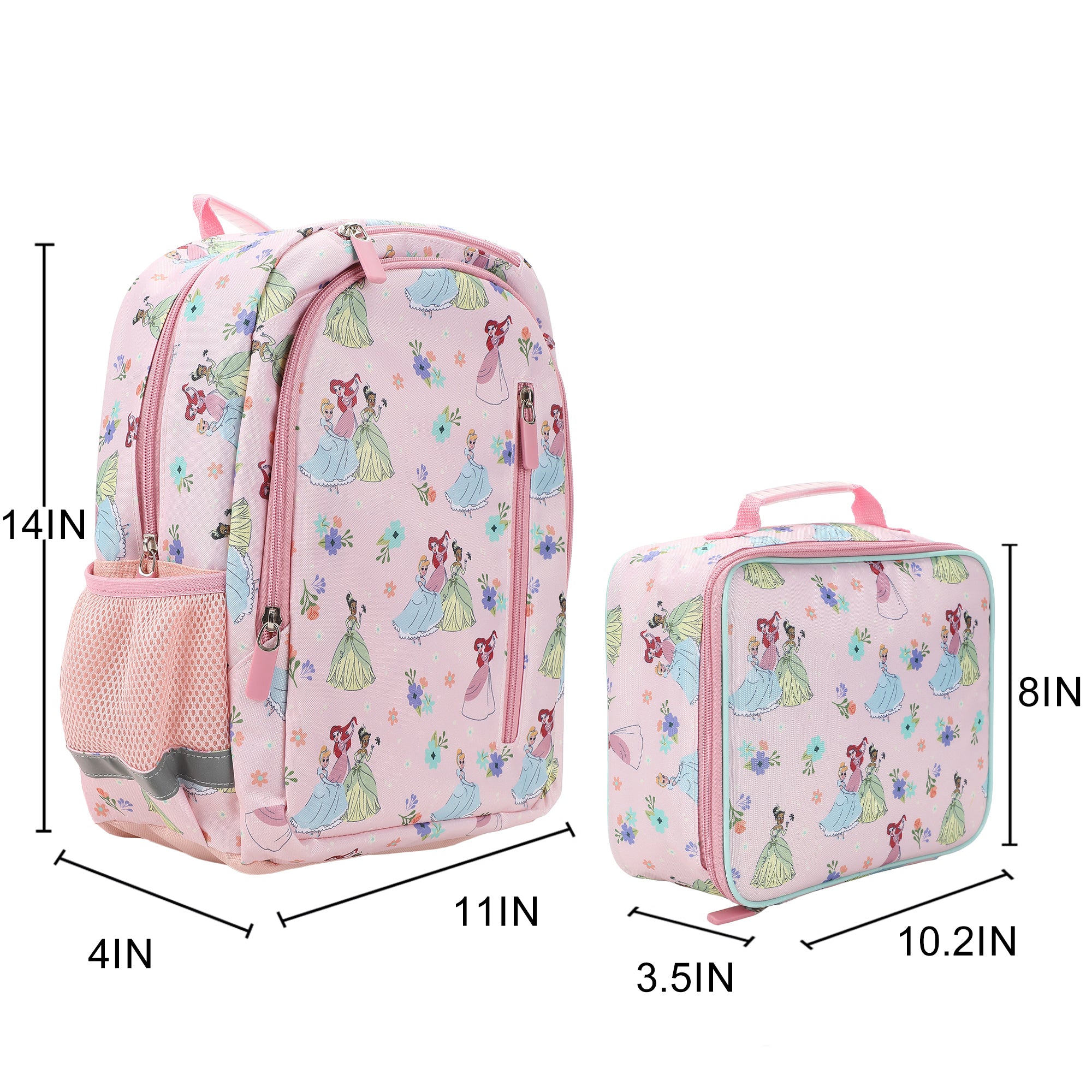 Disney Princesses 2-Piece 14" Toddler Backpack & Lunch Kit Set For girls School And Travel