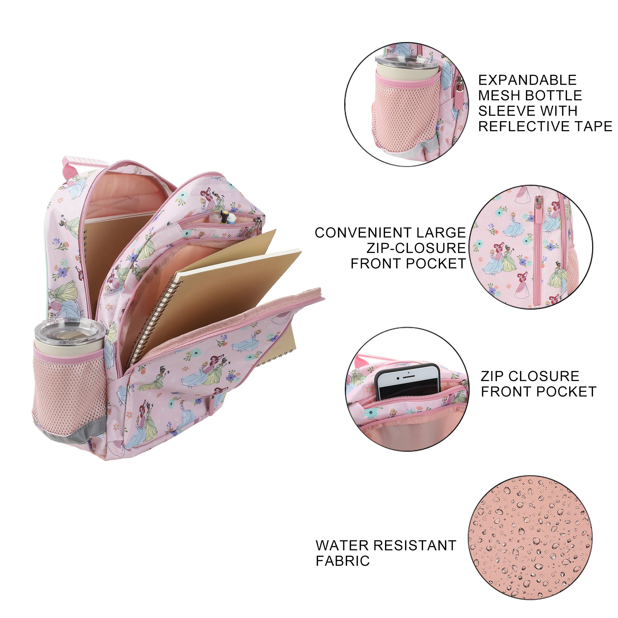 Disney Princesses 2-Piece 14" Toddler Backpack & Lunch Kit Set For girls School And Travel