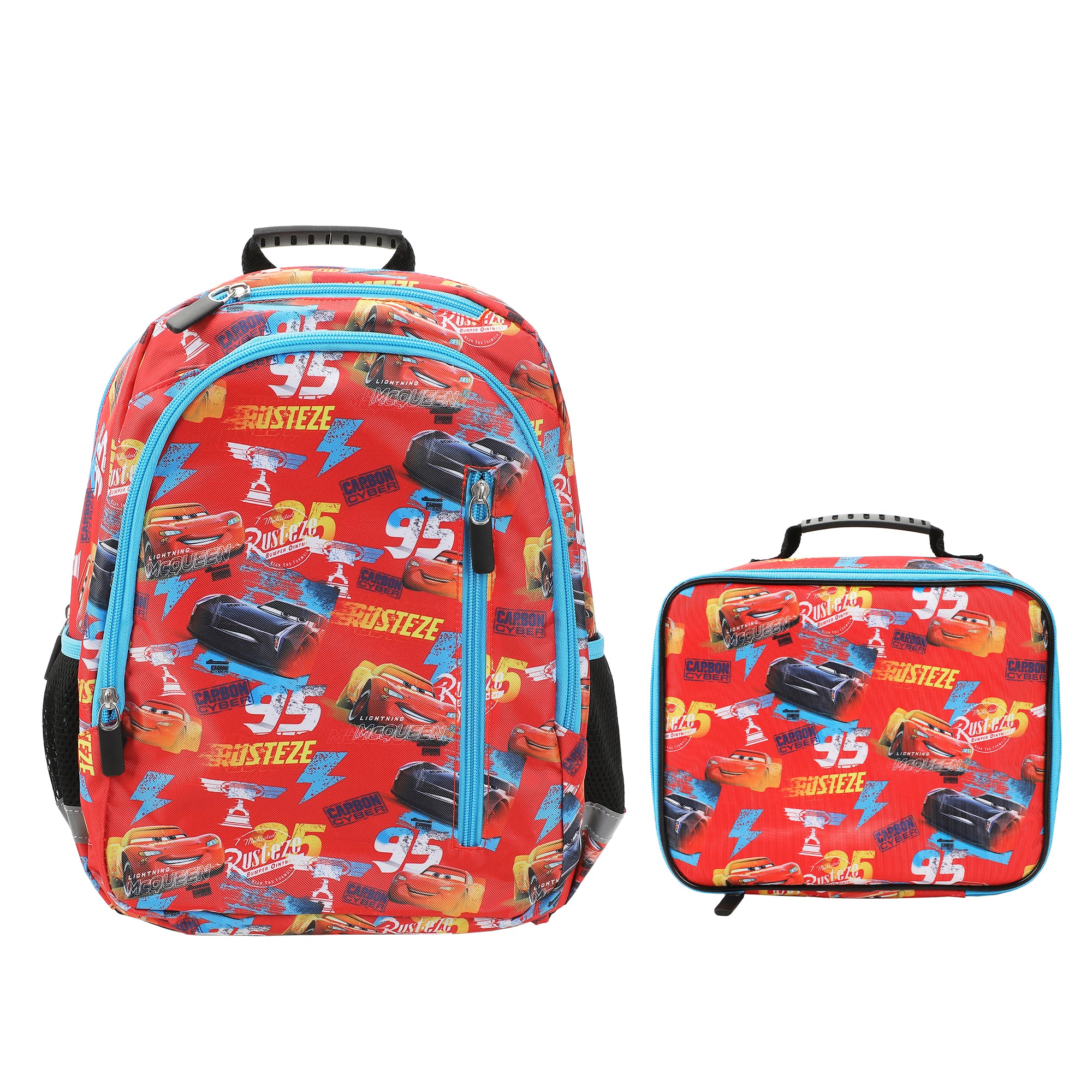 Disney Pixar Cars Characters All-Over Print 14" Toddler Backpack & Lunch Kit Value Set for Boys