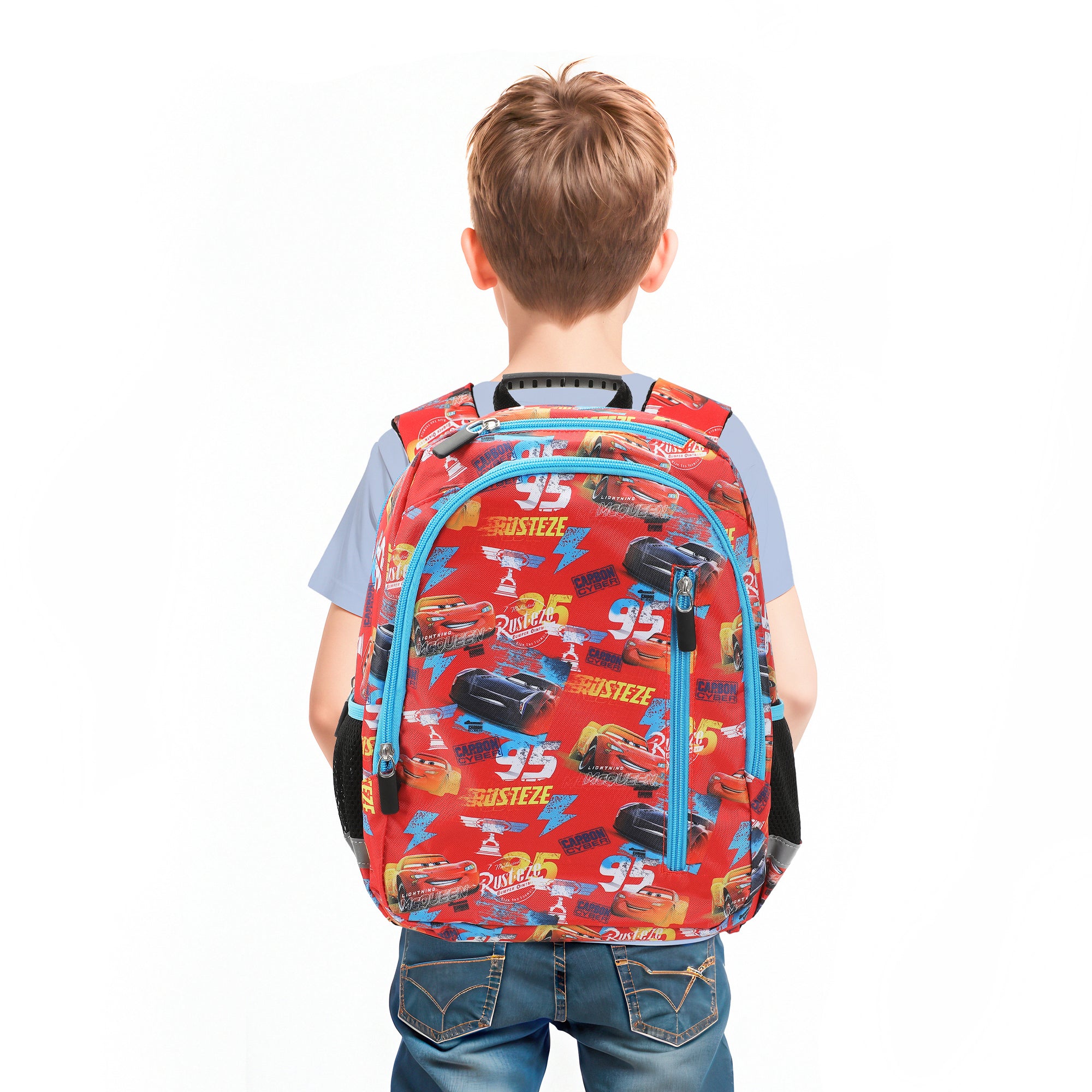 Disney Pixar Cars Characters All-Over Print 14" Toddler Backpack & Lunch Kit Value Set for Boys