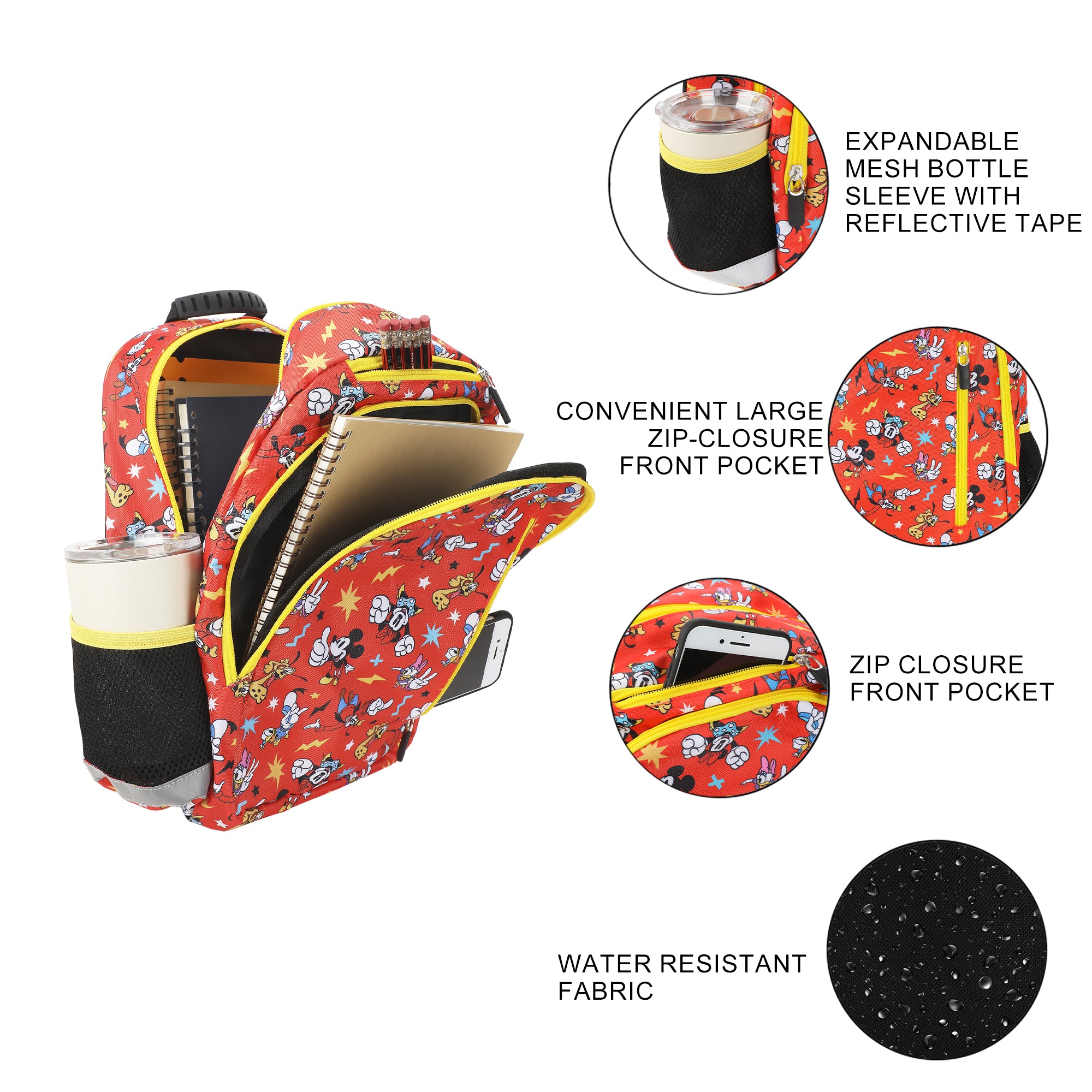 Disney Mickey Mouse And Friends 2-Piece 14" Toddler Girls and boys Backpack & Lunch Kit Set For School And Travel