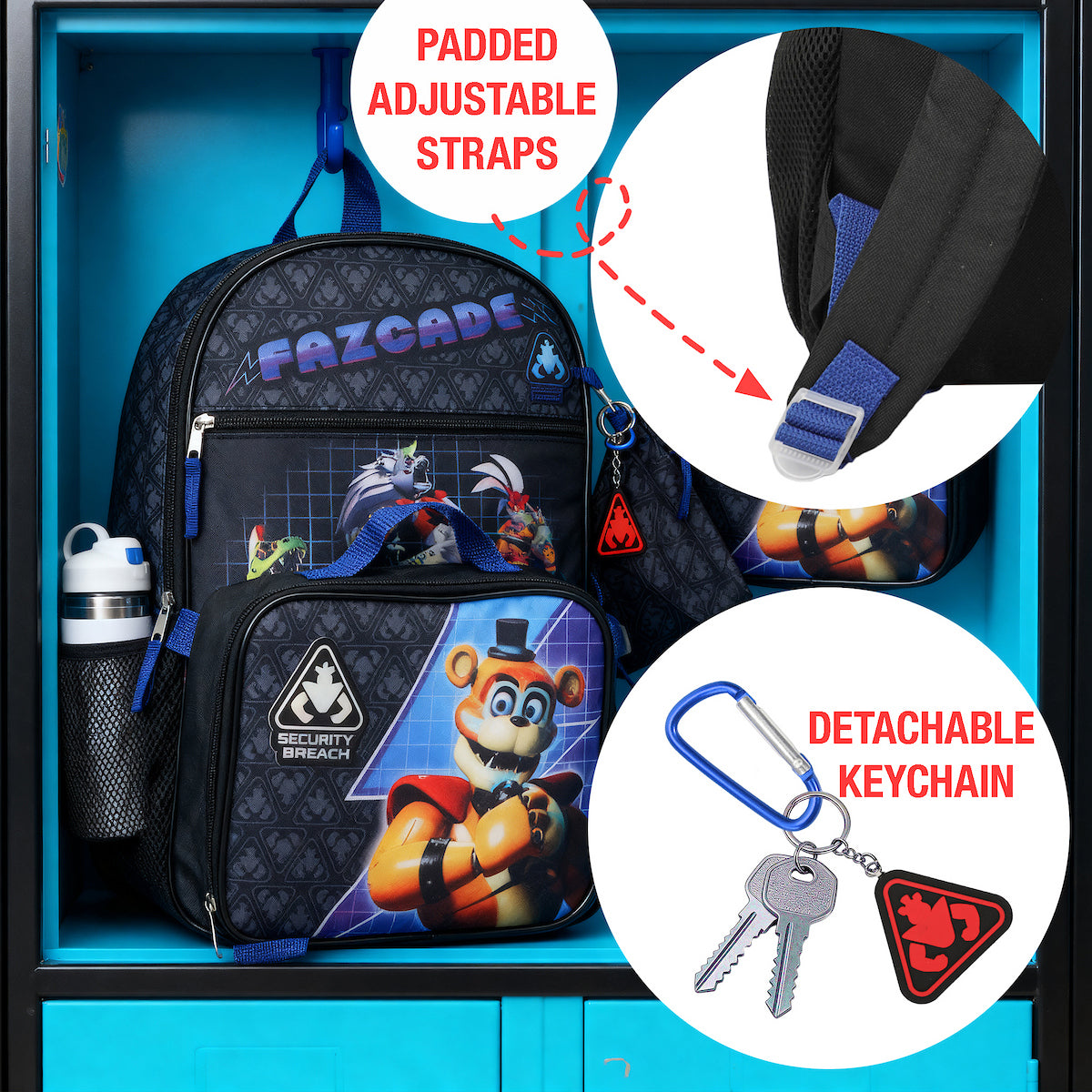 Five Nights At Freddy's Security Breach Fazcade Youth 5-Piece Backpack Set