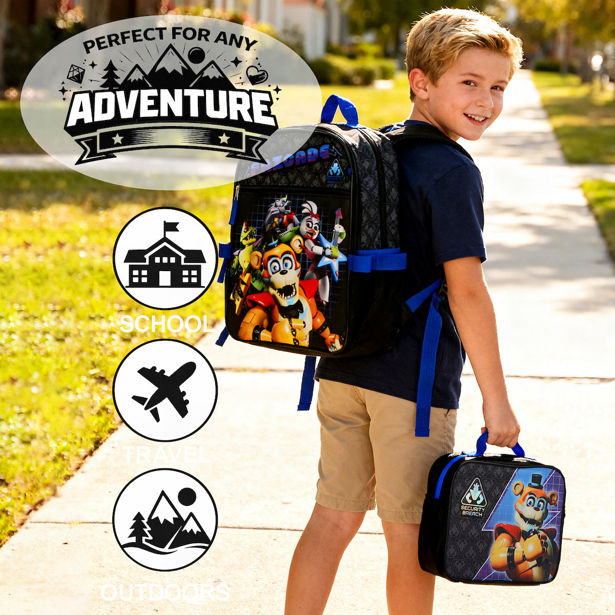Five Nights At Freddy's Security Breach Fazcade Youth 5-Piece Backpack Set