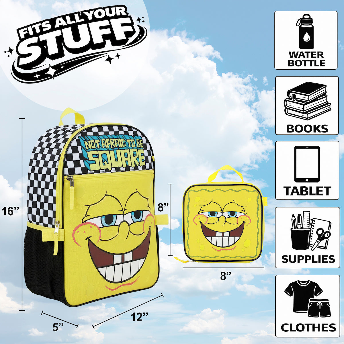 Spongebob Squarepants 5-Piece Backpack & Lunchbox Set