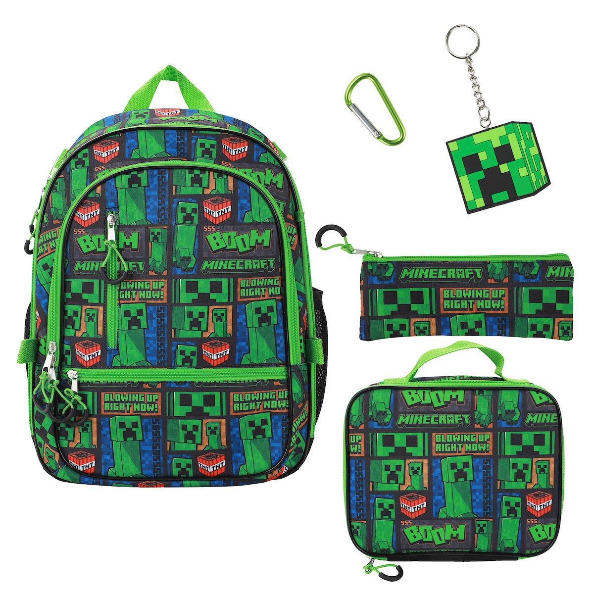 Minecraft Creeper Blowing Up Right Now! 5-Piece Adaptive Backpack & Lunchbox Set