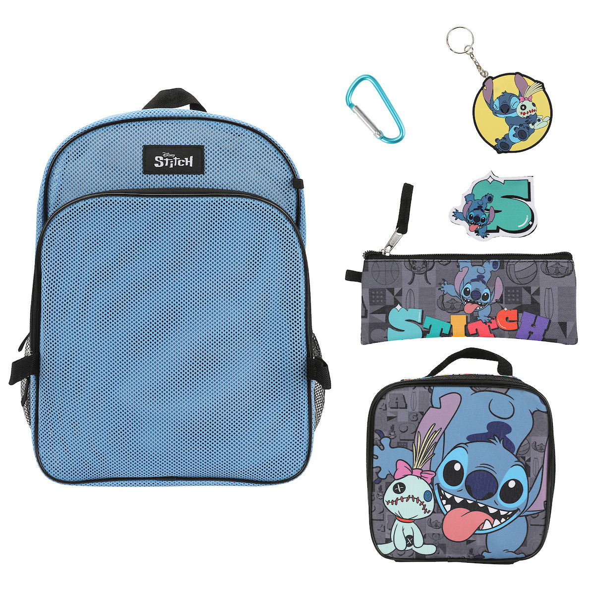 Disney's Stitch 5-Piece Mesh Backpack & Lunchbox Set