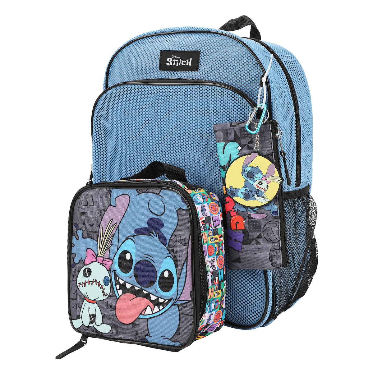 Disney's Stitch 5-Piece Mesh Backpack & Lunchbox Set