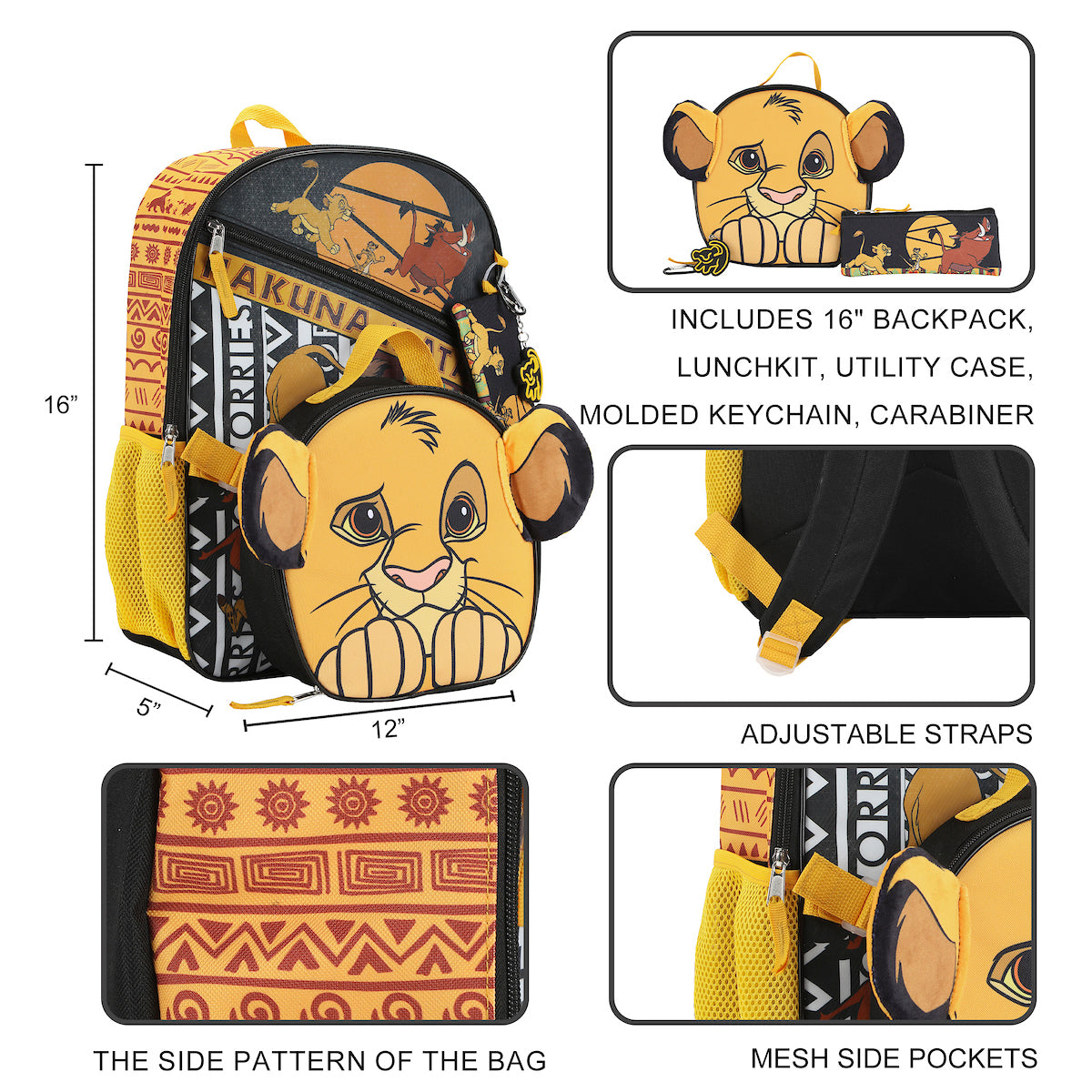 Disney's The Lion King 5-Piece Backpack & Lunchbox Set