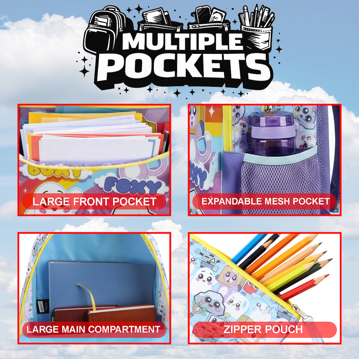 LankyBox 5-Piece 16" Backpack & Lunchbox Set