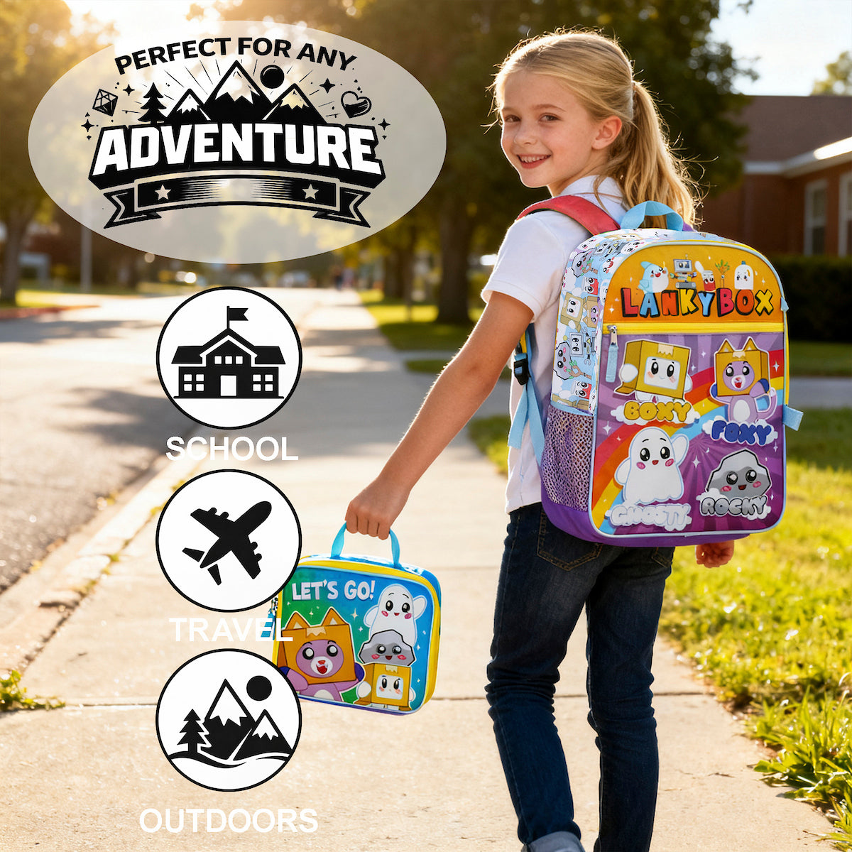 LankyBox 5-Piece 16" Backpack & Lunchbox Set
