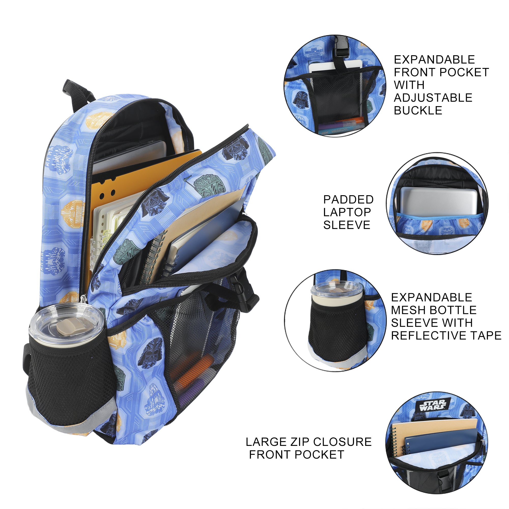 Star Wars The Dark Side 2-Piece 16" Premium Backpack & Lunch Kit Set For School And Travel