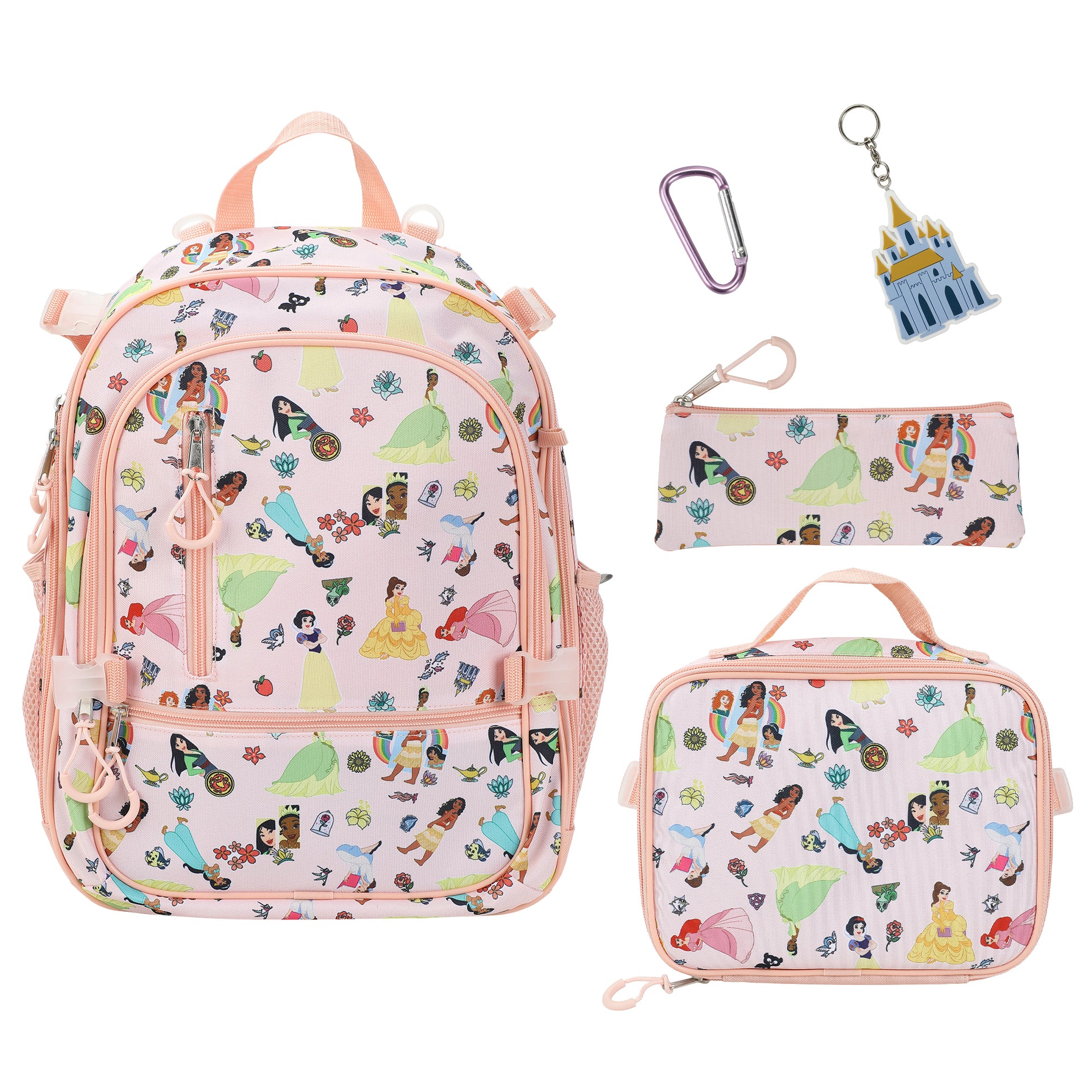 Disney Princesses 4-Piece 16" kids girls Adaptive Backpack & Lunch Box Combo Set