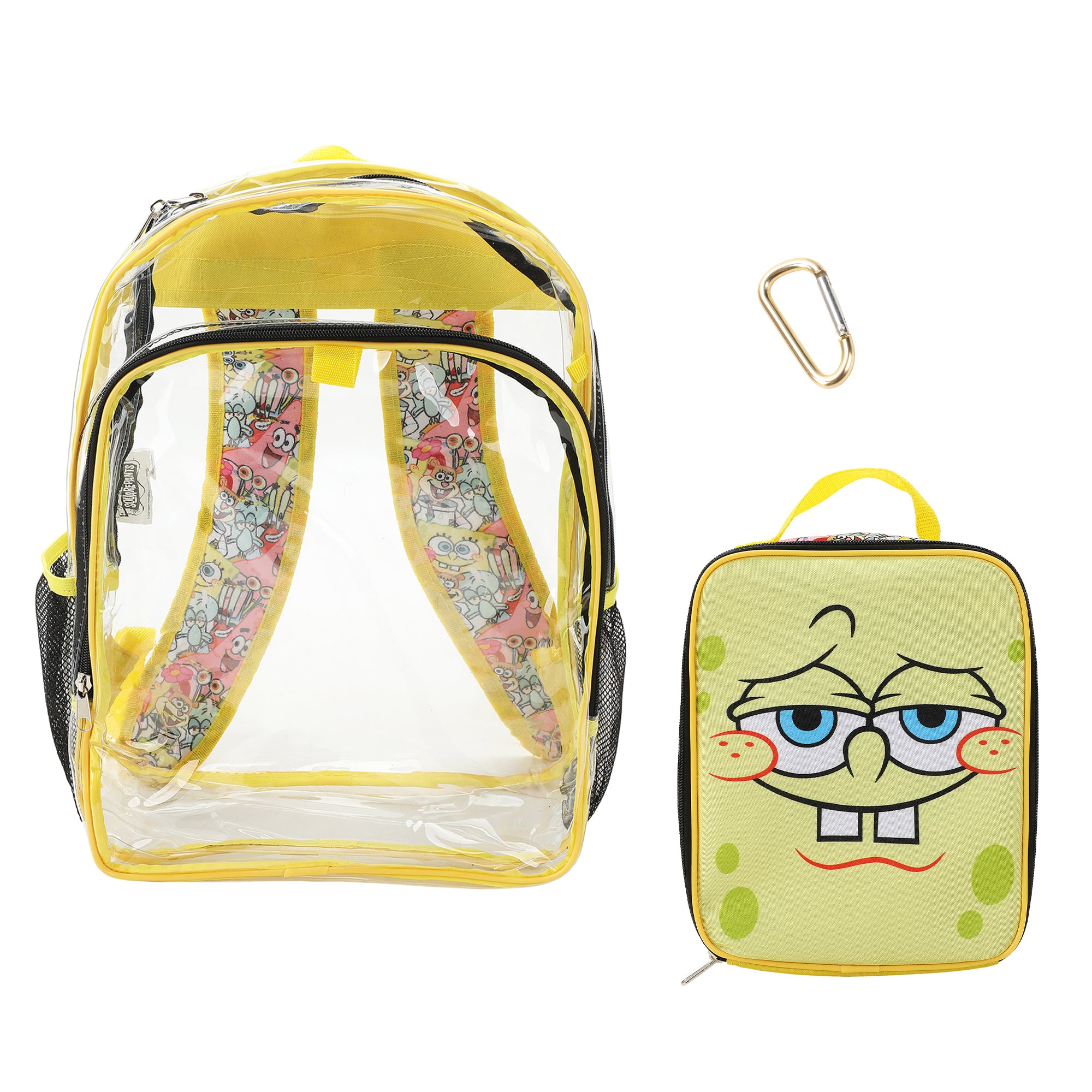 Spongebob Squarepants Character Print 16" Clear Backpack & Lunch Kit Value Set