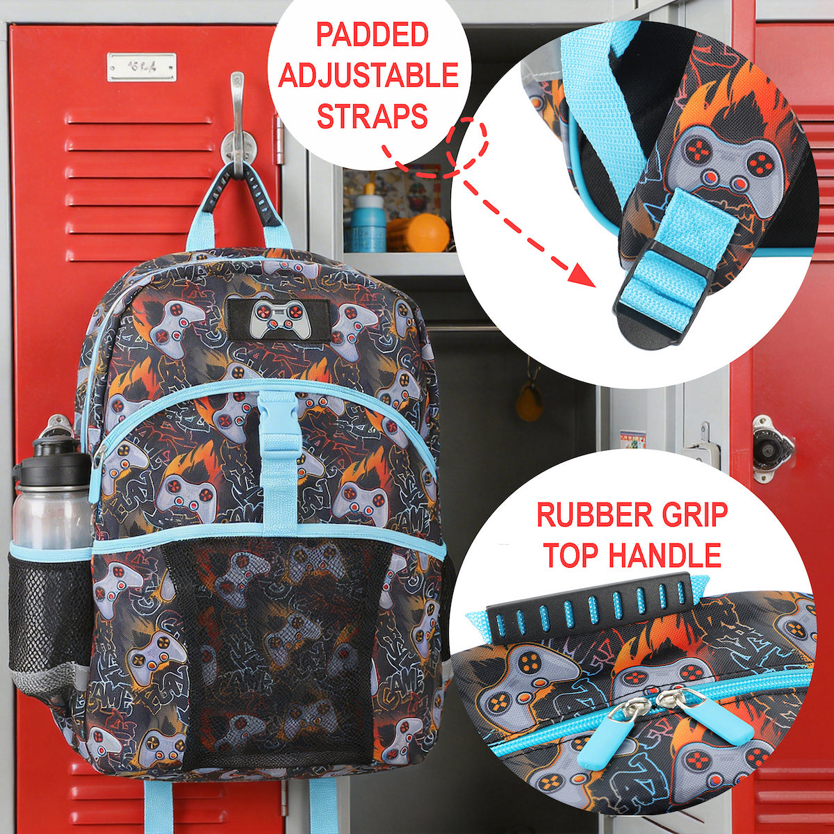 Video Game Controller All-Over Print 16" Premium Backpack & Lunch Kit Set for boys