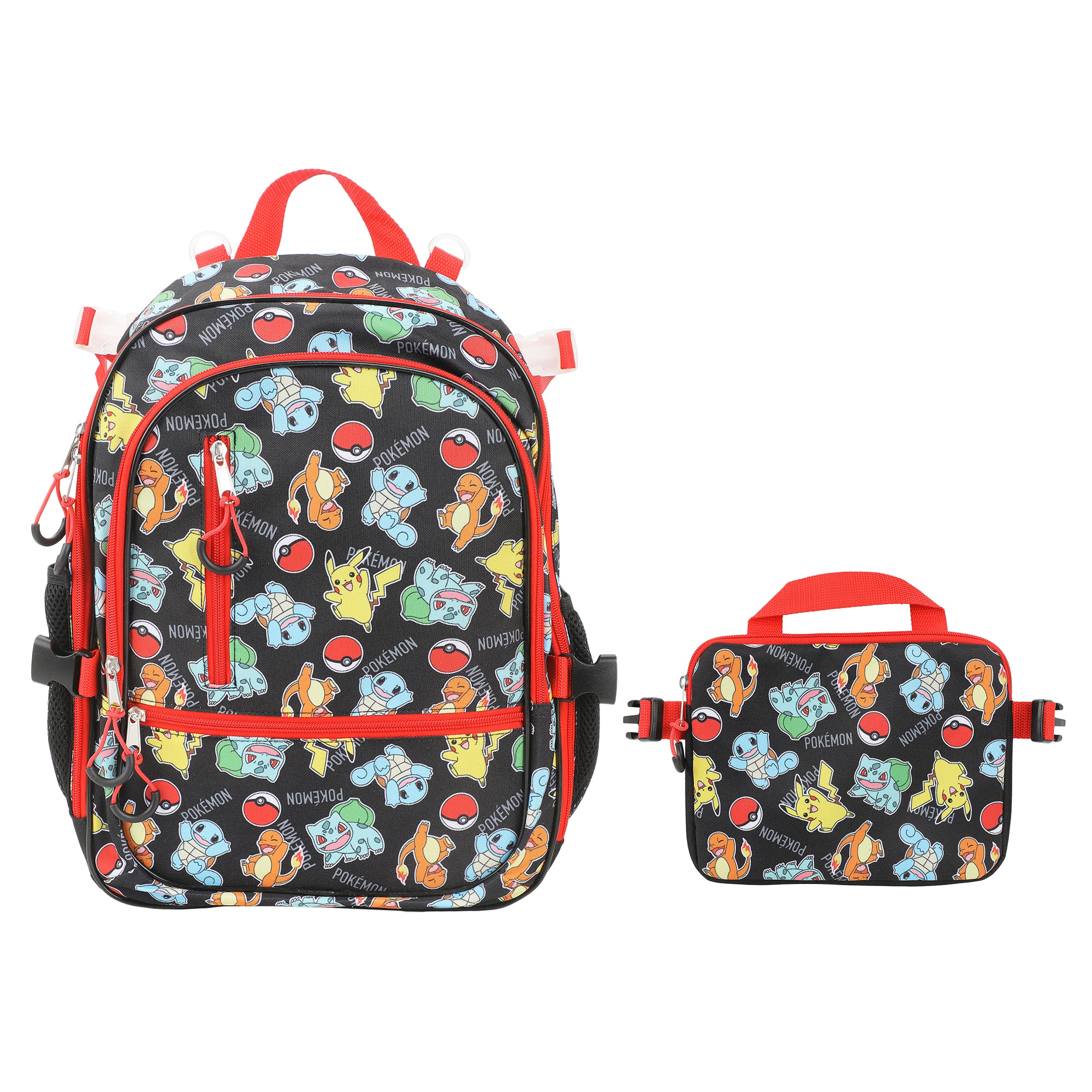 Pokemon Starters & Pokeballs All-Over Print 16" Backpack & Lunch Kit Value Set