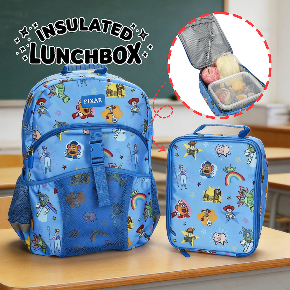 Toy Story Favorite Characters 2-Piece 16" Kids Backpack & Lunch Box Set For School And Travel
