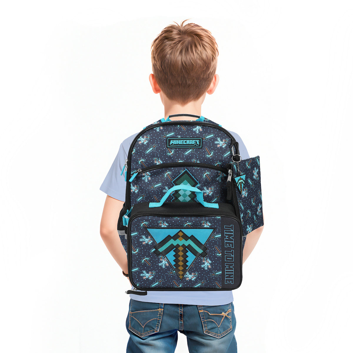 Minecraft Diamon Sword 5-Piece 16” Backpack And Lunch Set For School & Travel