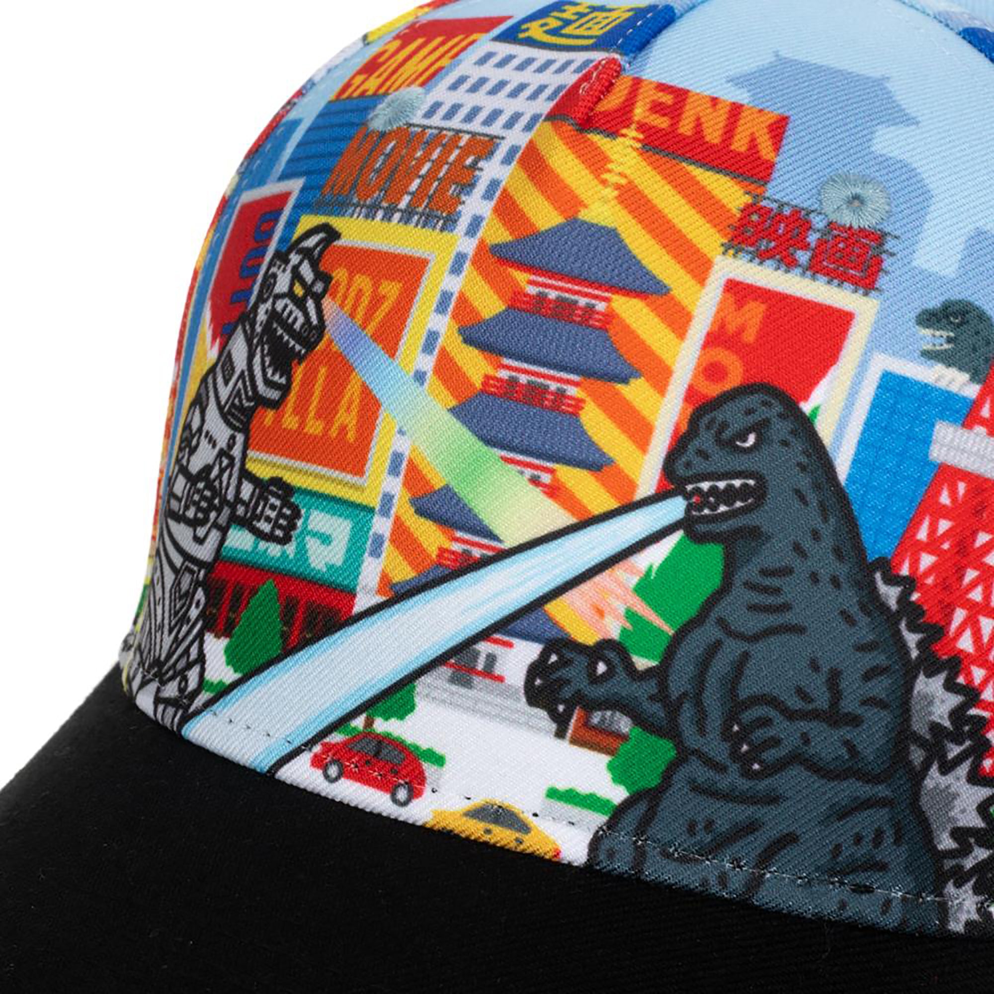 Godzilla Cityscape Monsters Cartoon All Over Print Snapback Hat for Men