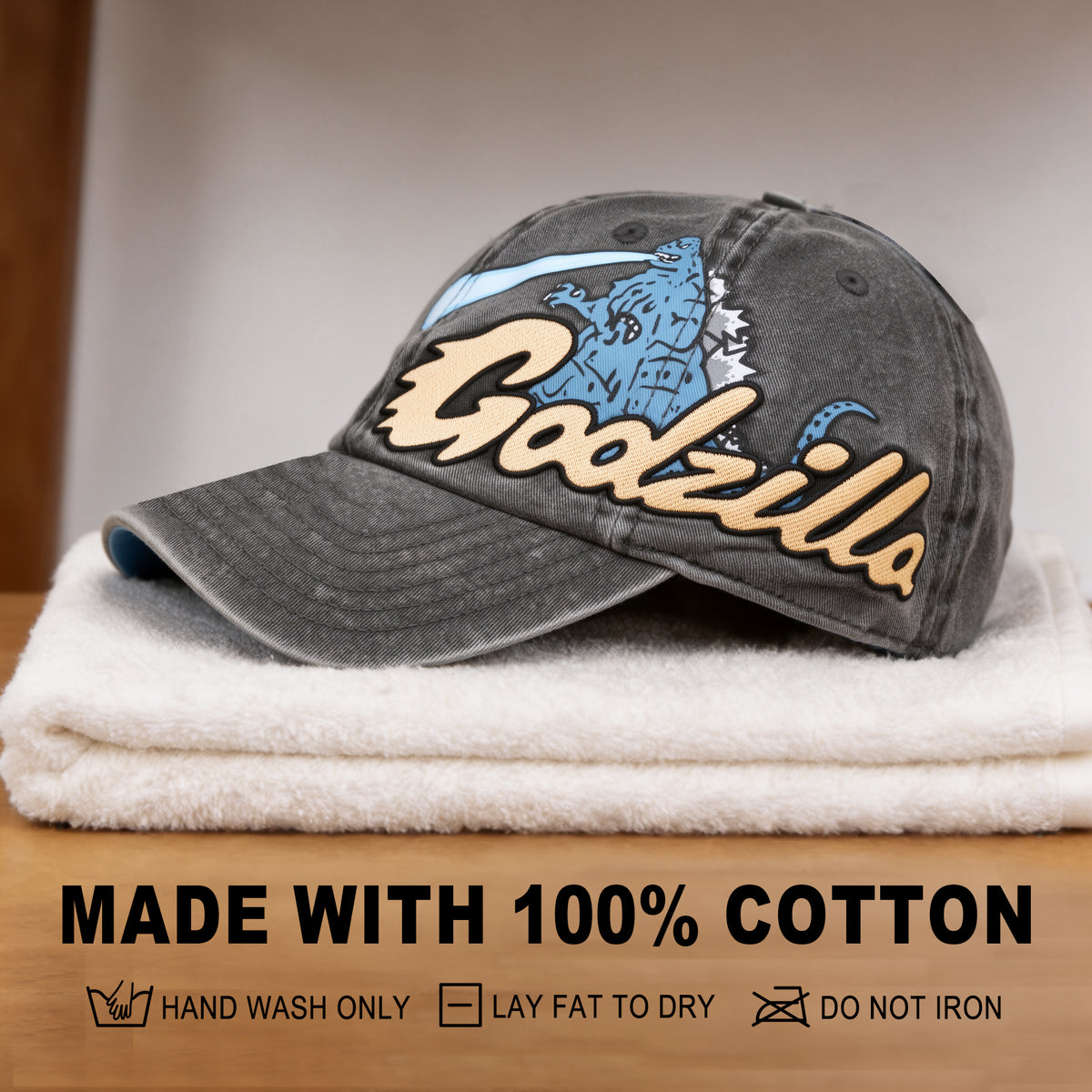 Godzilla Embroidered Pigment Dyed Adjustable Dad Hat