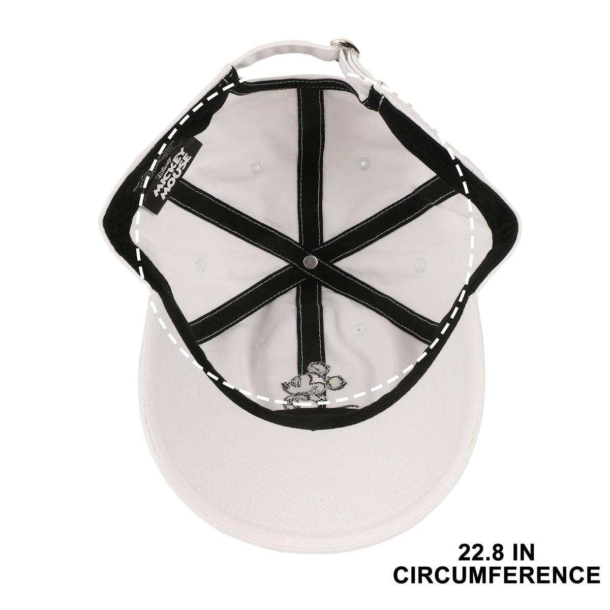 Disney Mickey Mouse Black & White Character Art White Unstructured Baseball Cap