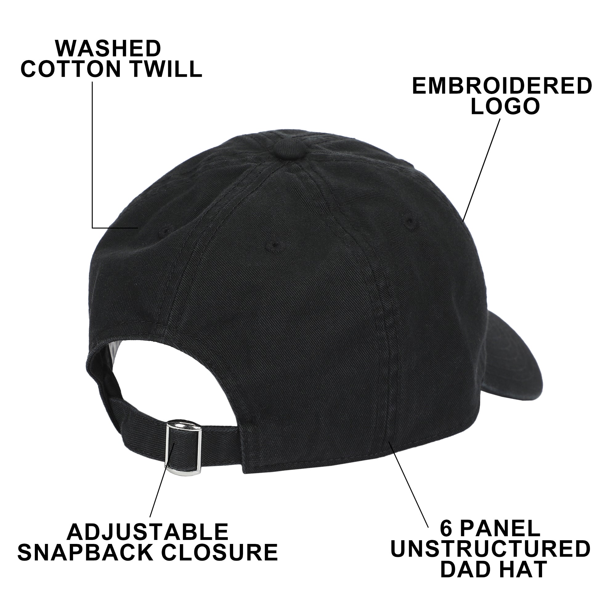 Pokemon Pikachu Black Washed Cotton Twill Dad Cap