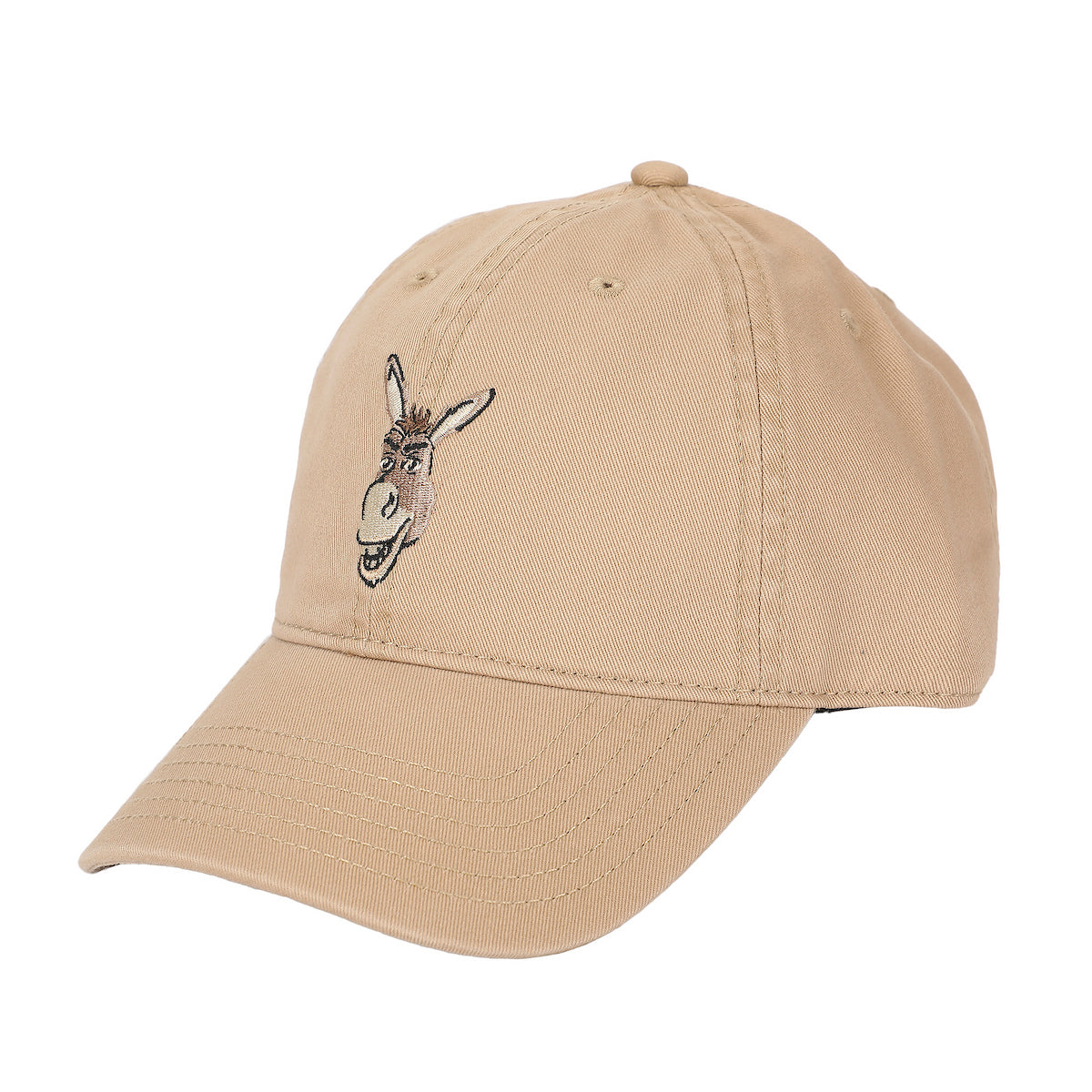 Shrek Embroidered Donkey Face Tan Unstructured Baseball Cap