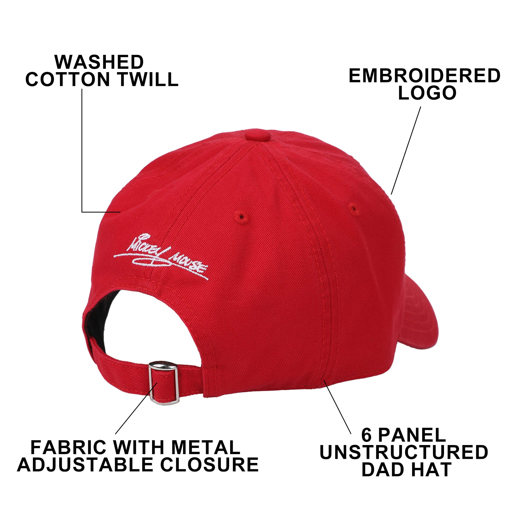 Disney Mickey Mouse Glove & Signature Red Dad Hat