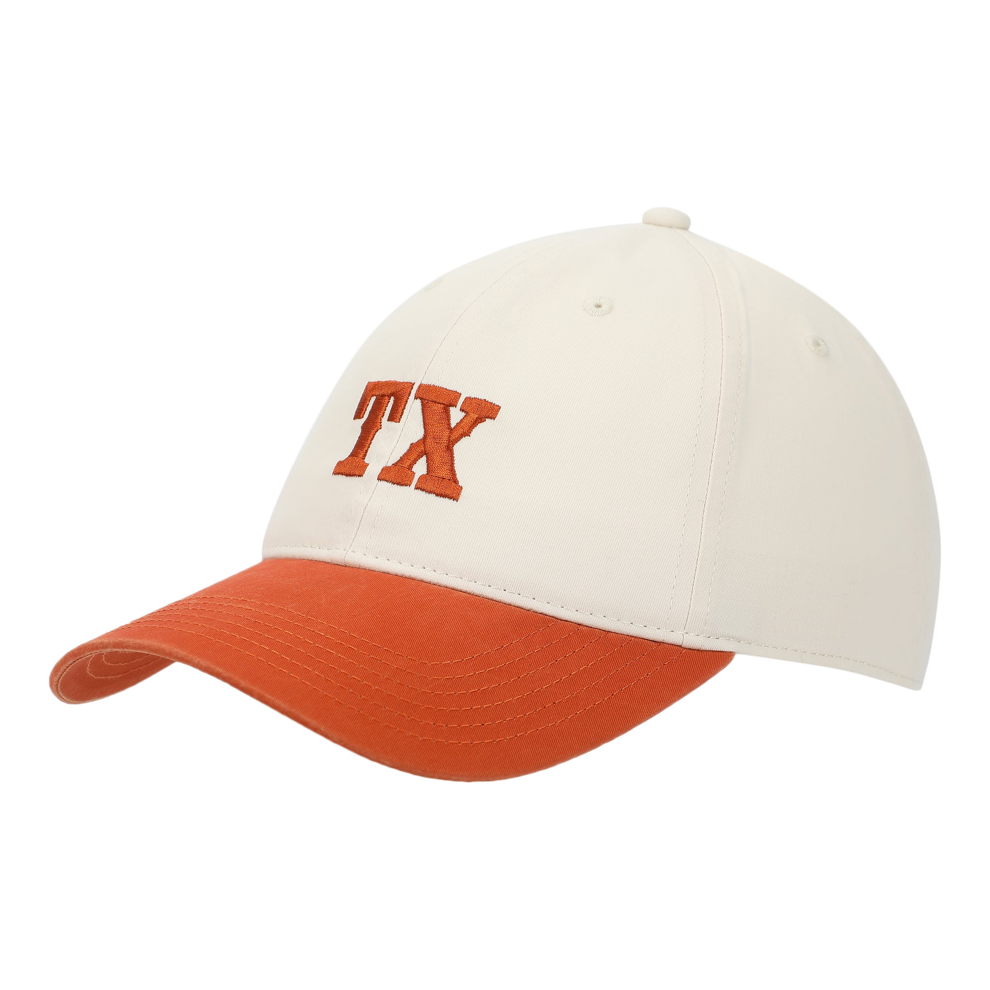 Texas Orange & White Washed Poplin Unstructured Baseball Cap