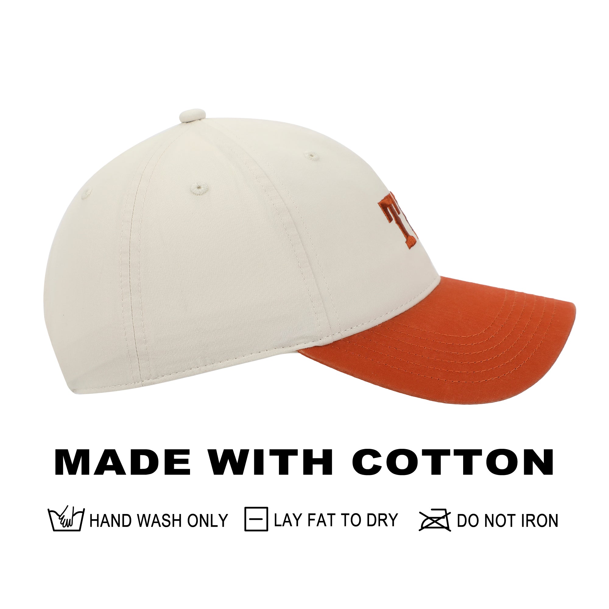 Texas Orange & White Washed Poplin Unstructured Baseball Cap