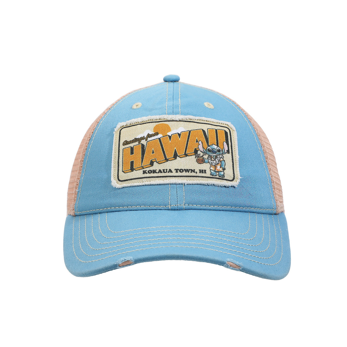 Disney Stitch Hawaii Blue & Pink Unstructured Baseball Cap