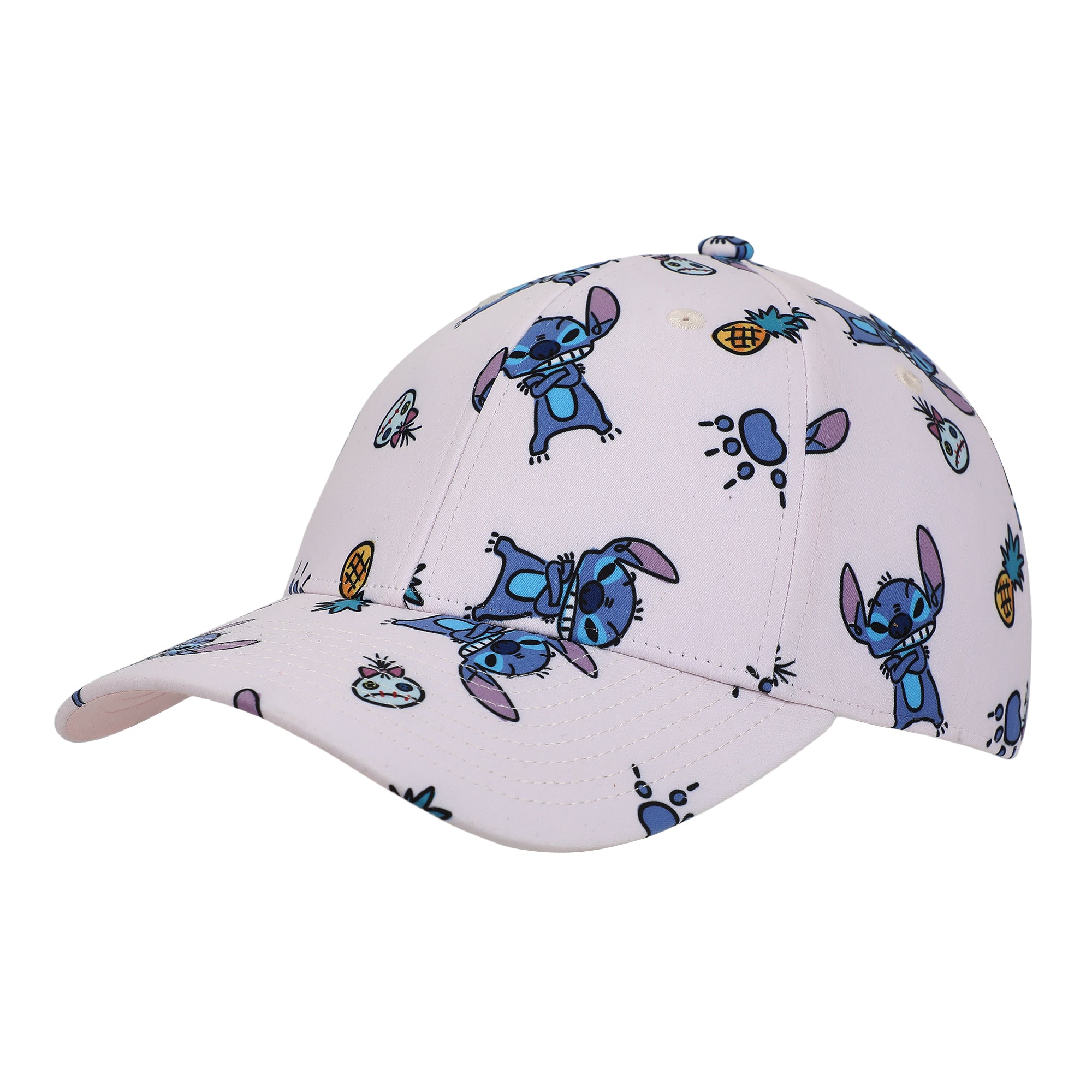 Disney Stitch Pineapples & Dolls All-Over Character Print Adult Pink Traditional Adjustable Hat