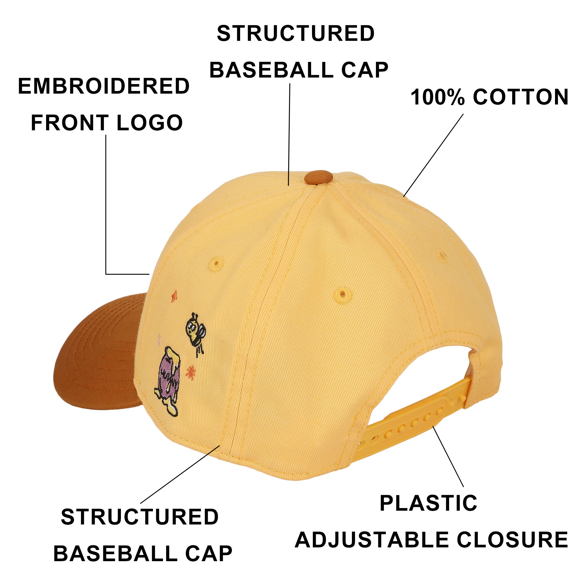 Winnie The Pooh Toothbrush Embroidery Cotton Twill B2 Ball Cap Traditional Adjustable