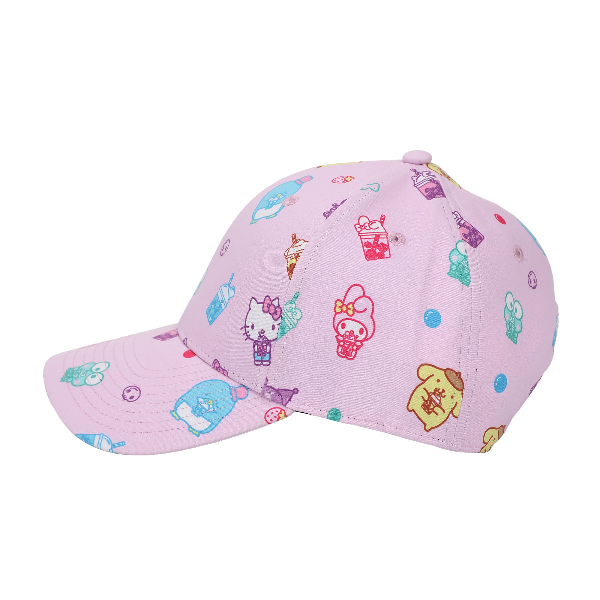 Hello Kitty And Friends Aop Drinks Sublimation On Poly B2 Structured Ball Cap Traditional Adjustable