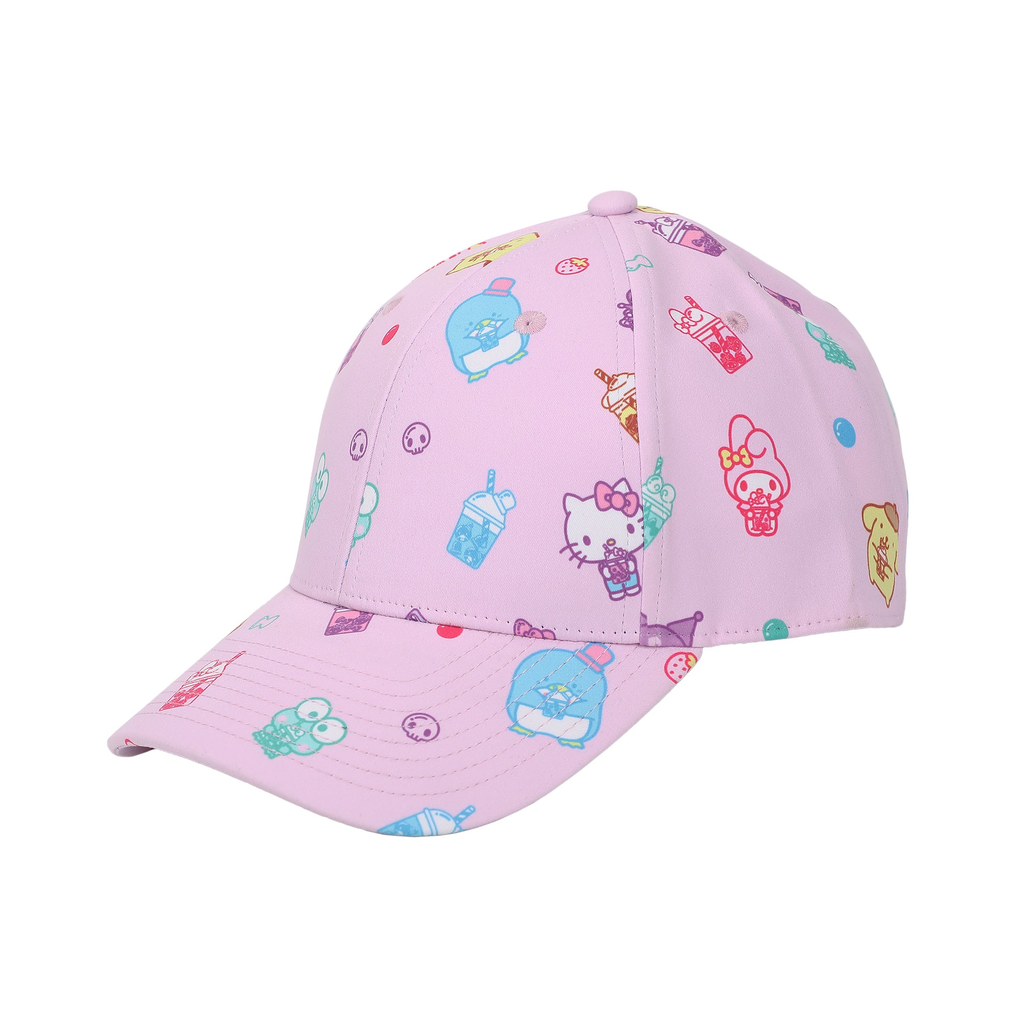 Hello Kitty And Friends Aop Drinks Sublimation On Poly B2 Structured Ball Cap Traditional Adjustable