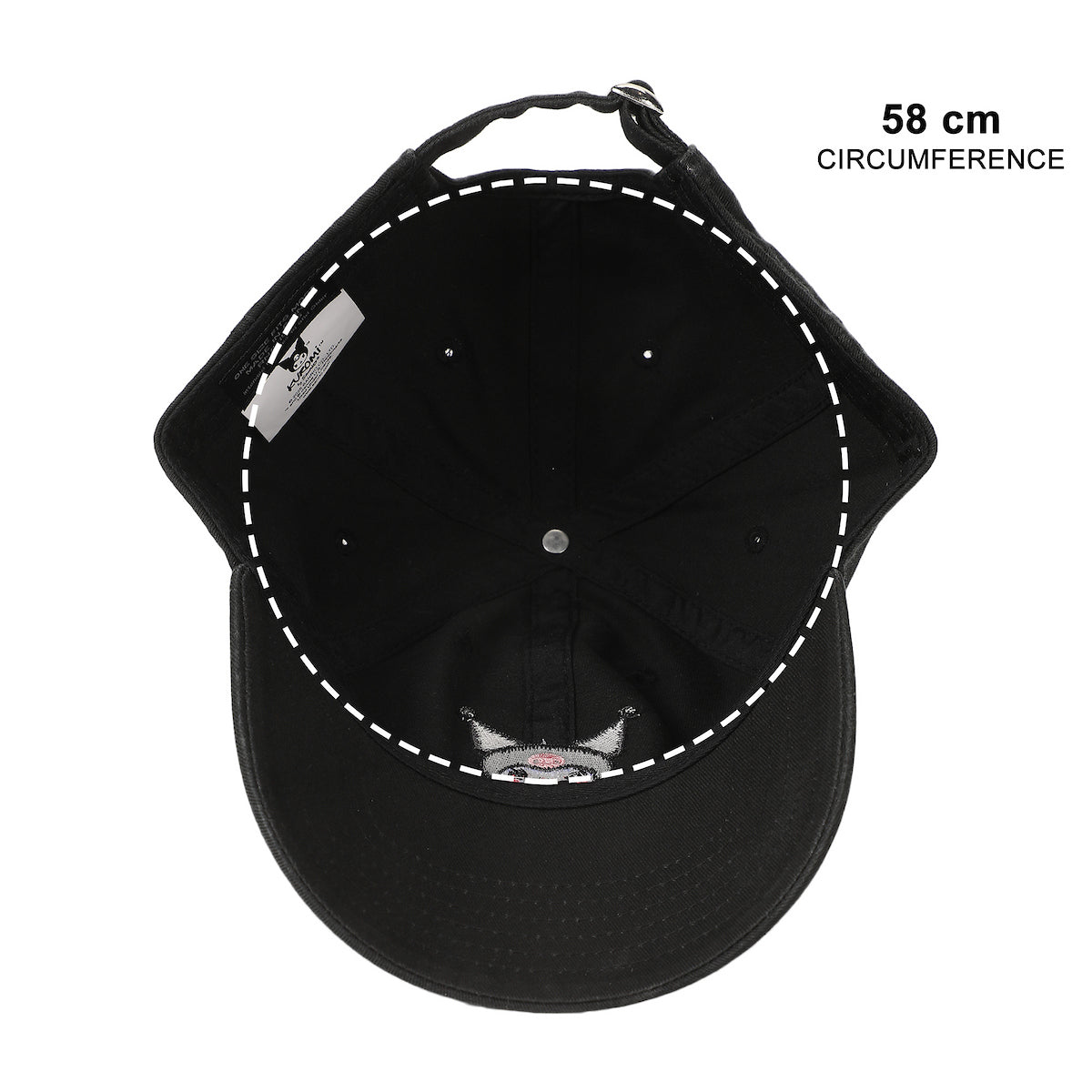Kuromi Embroidered Character Face Black Unstructured Baseball Cap
