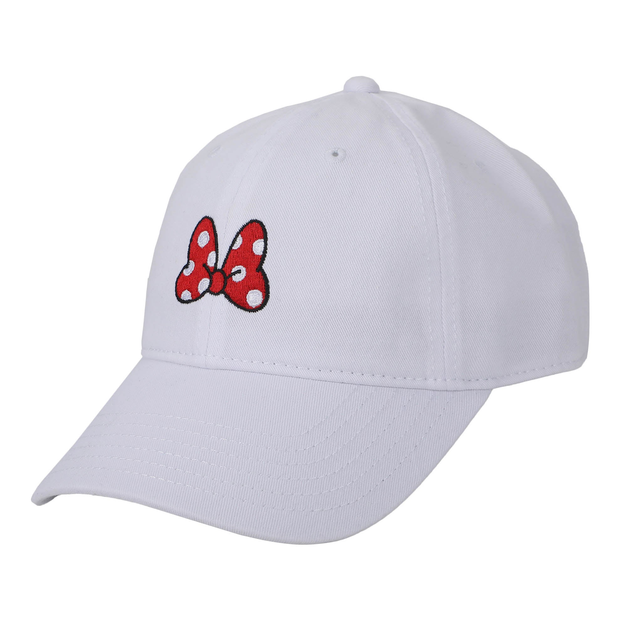 Minnie Mouse Classic Polka Dot Bow White Washed Cotton Twill Dad Cap