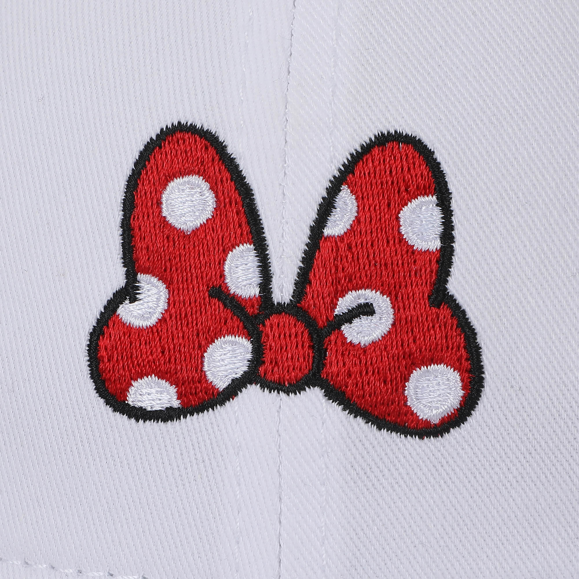 Minnie Mouse Classic Polka Dot Bow White Washed Cotton Twill Dad Cap