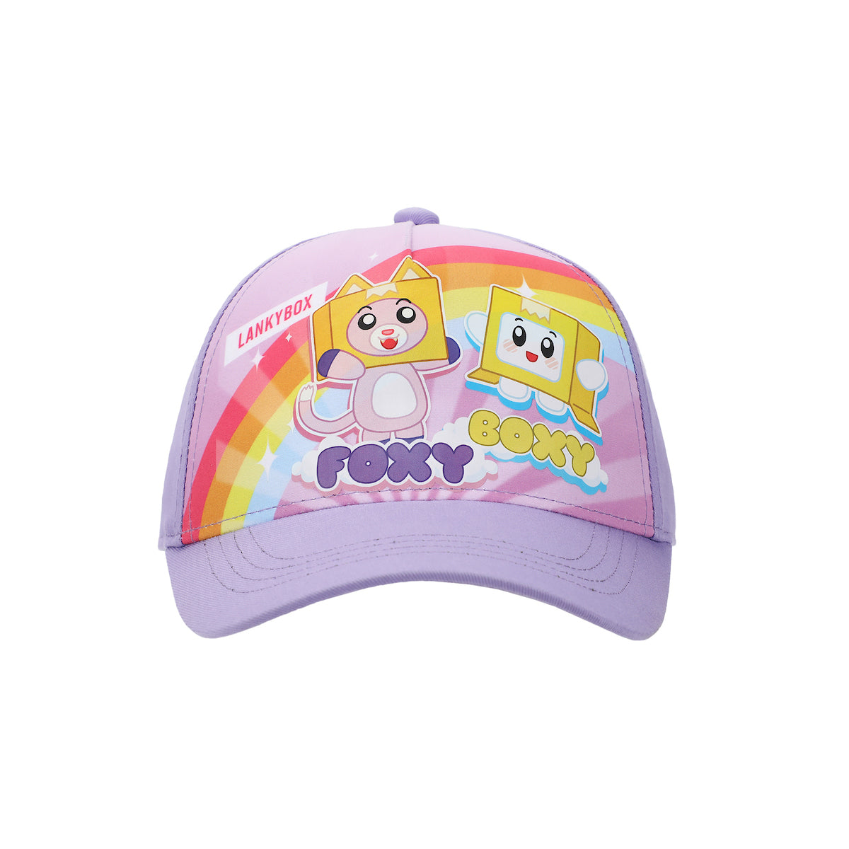 LankyBox Foxy & Boxy Rainbow Youth Purple 5 Panel Curved Brim Hat