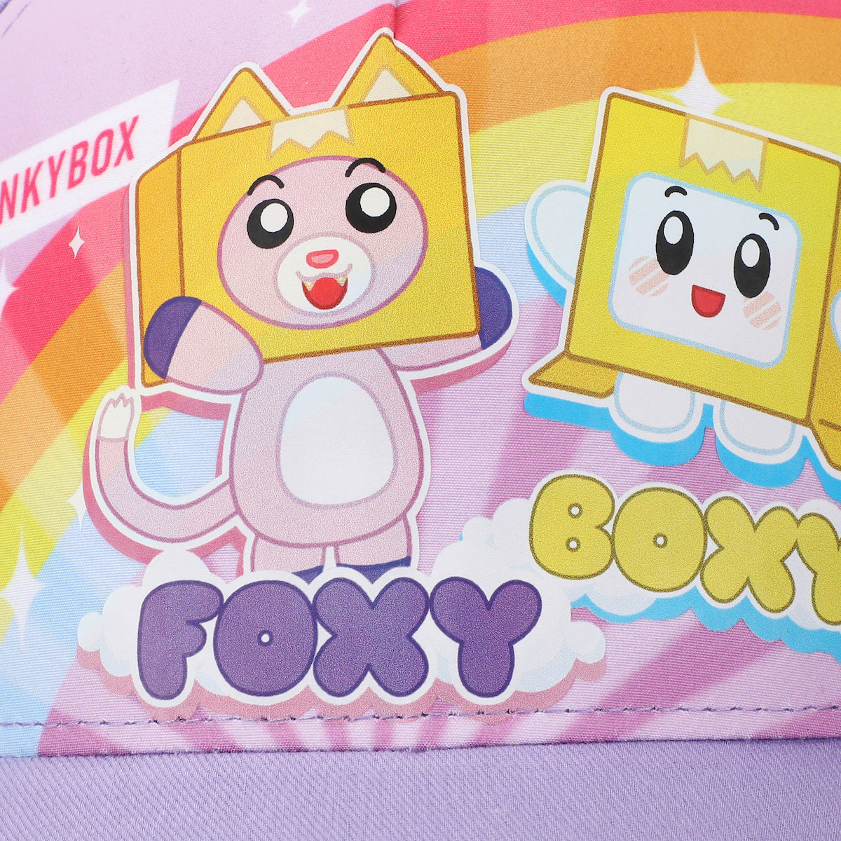 LankyBox Foxy & Boxy Rainbow Youth Purple 5 Panel Curved Brim Hat