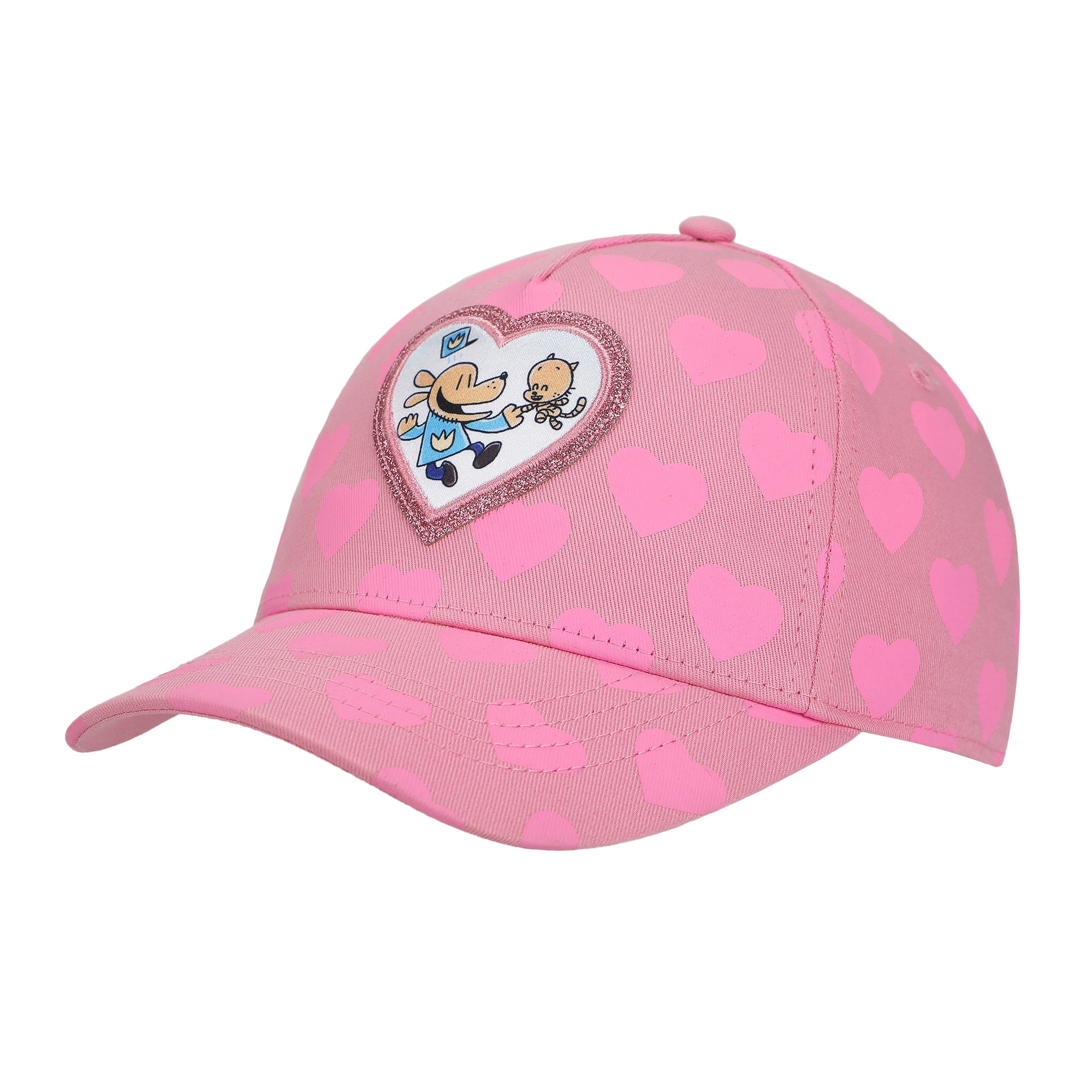 Dog Man Glitter Heart Youth Pink Traditional Adjustable Hat