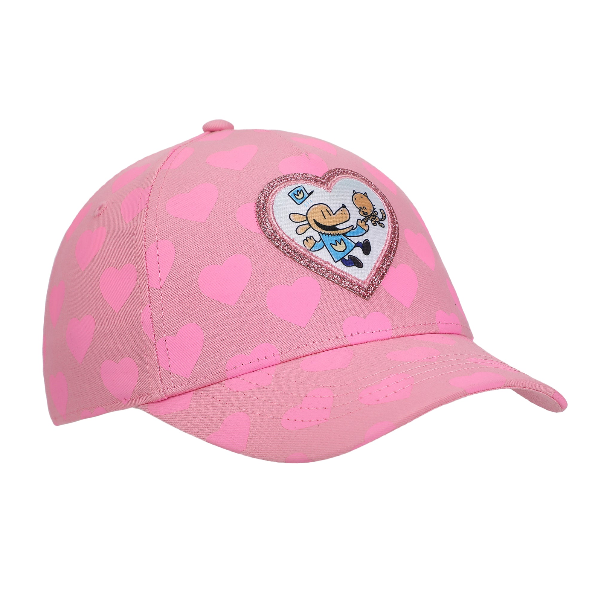Dog Man Glitter Heart Youth Pink Traditional Adjustable Hat