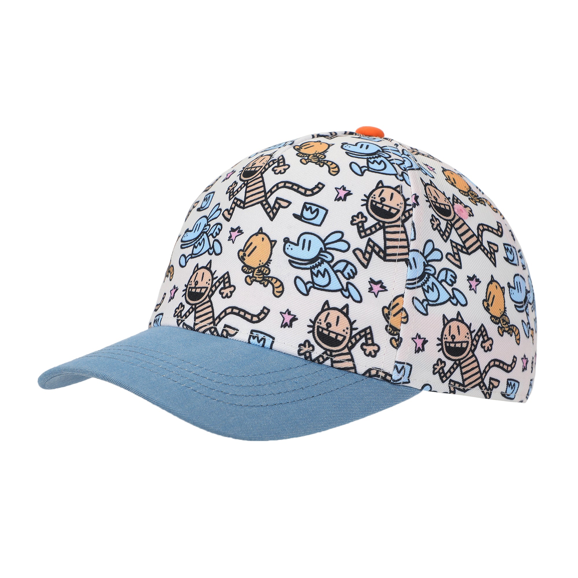 Dog Man All-Over Character Print Youth White Traditional Adjustable Hat