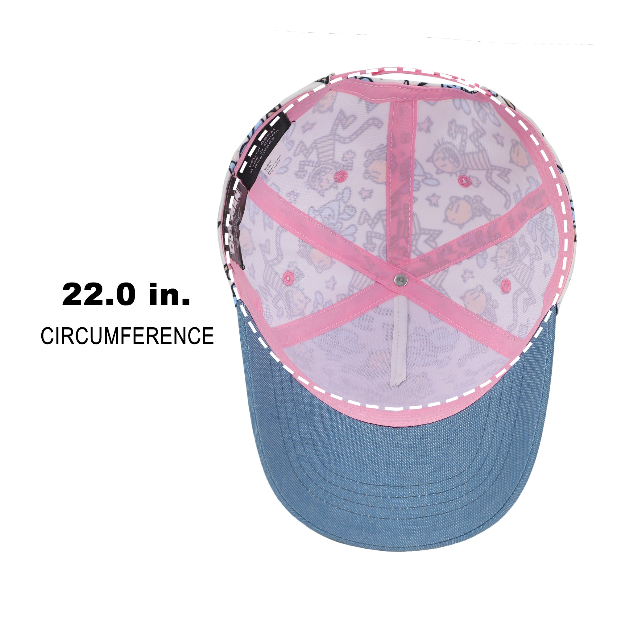 Dog Man All-Over Character Print Youth White Traditional Adjustable Hat