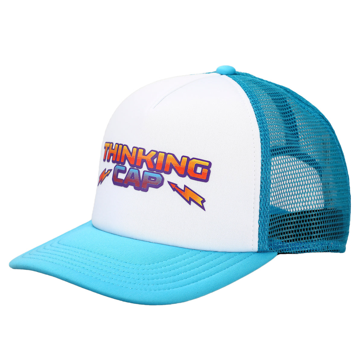 Stranger Things Netflix Series Blue & White Thinking Hat Trucker Hat
