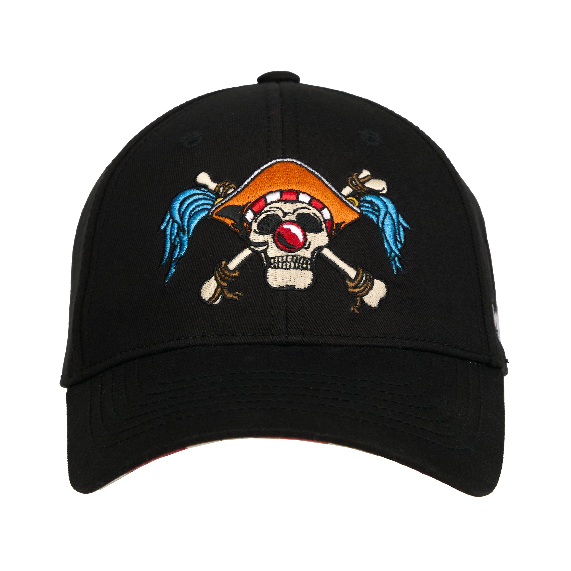 One Piece Live Action Buggy Straw Hat Pirates Emblem Black Traditional Adjustable Hat