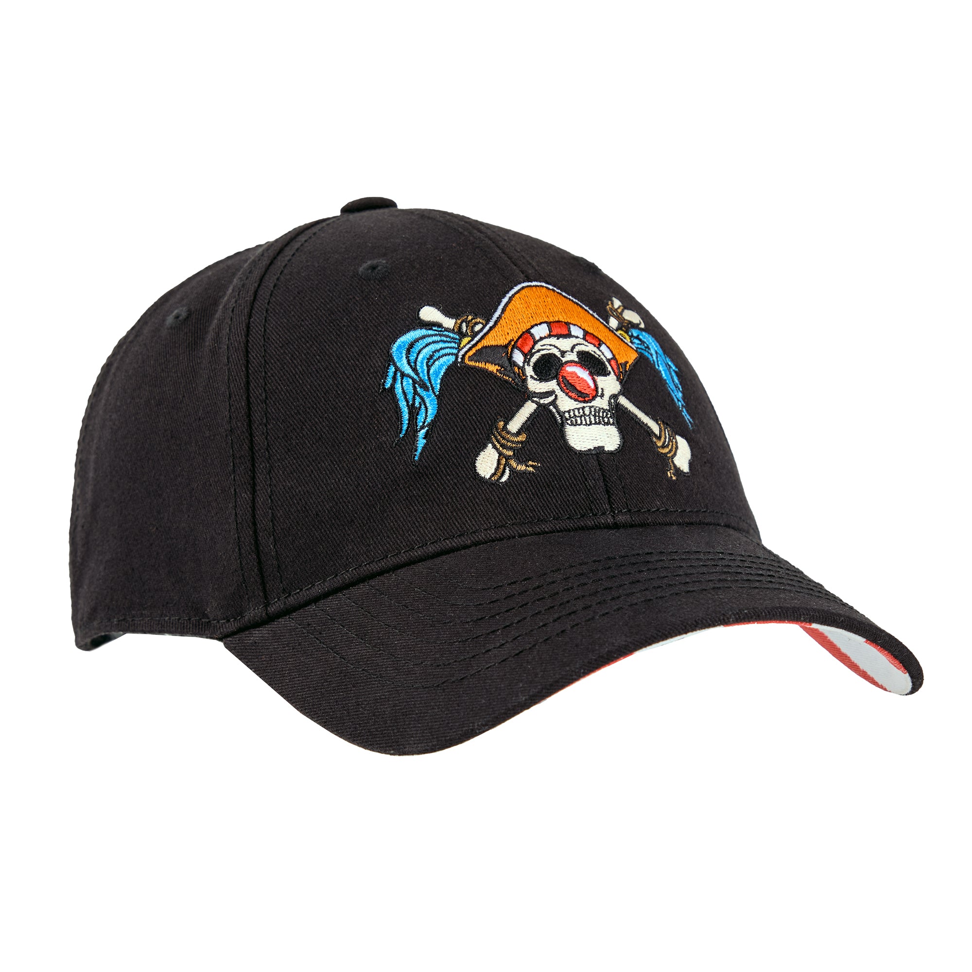 One Piece Live Action Buggy Straw Hat Pirates Emblem Black Traditional Adjustable Hat