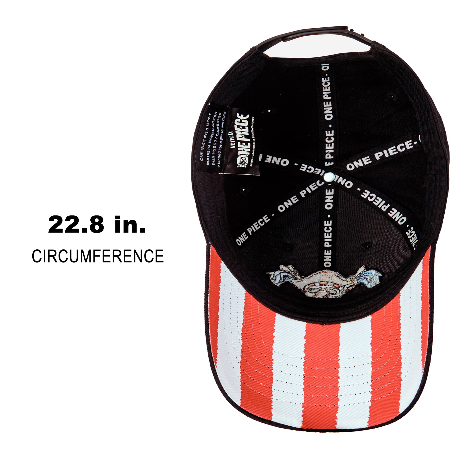 One Piece Live Action Buggy Straw Hat Pirates Emblem Black Traditional Adjustable Hat
