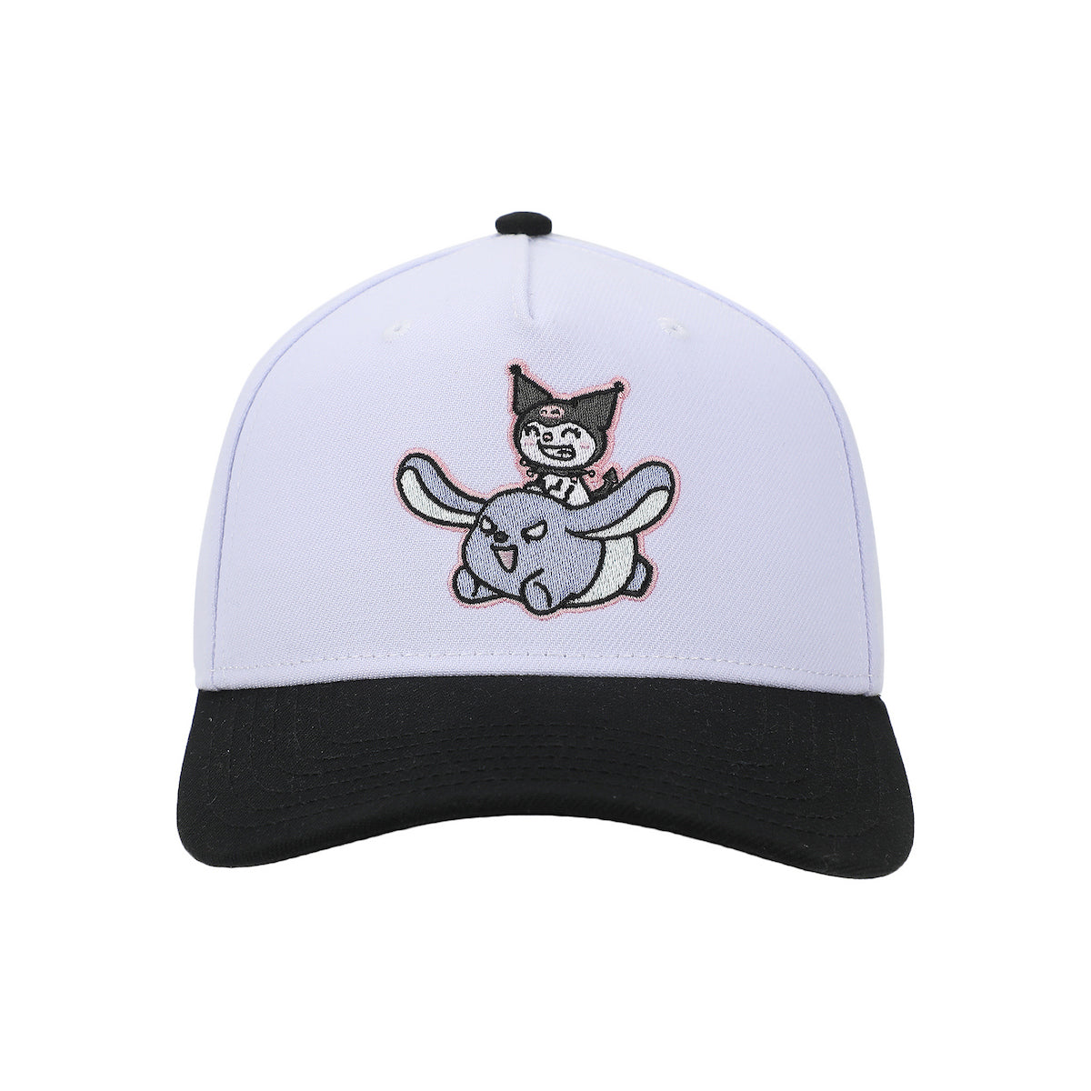 Kuromi Riding Baku Adult White & Black Snapback Hat