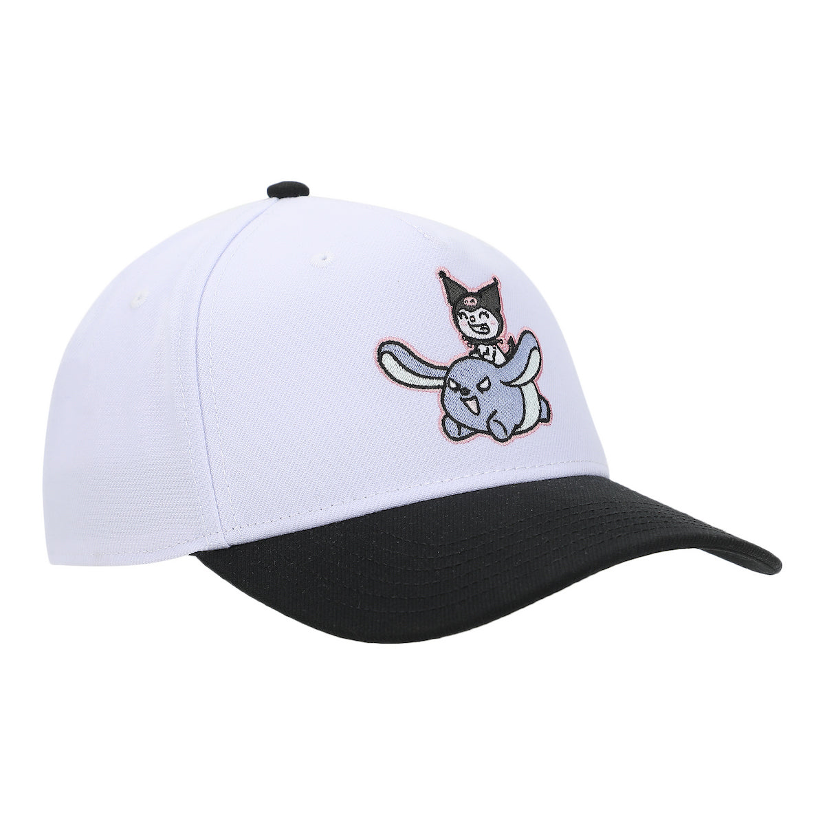 Kuromi Riding Baku Adult White & Black Snapback Hat